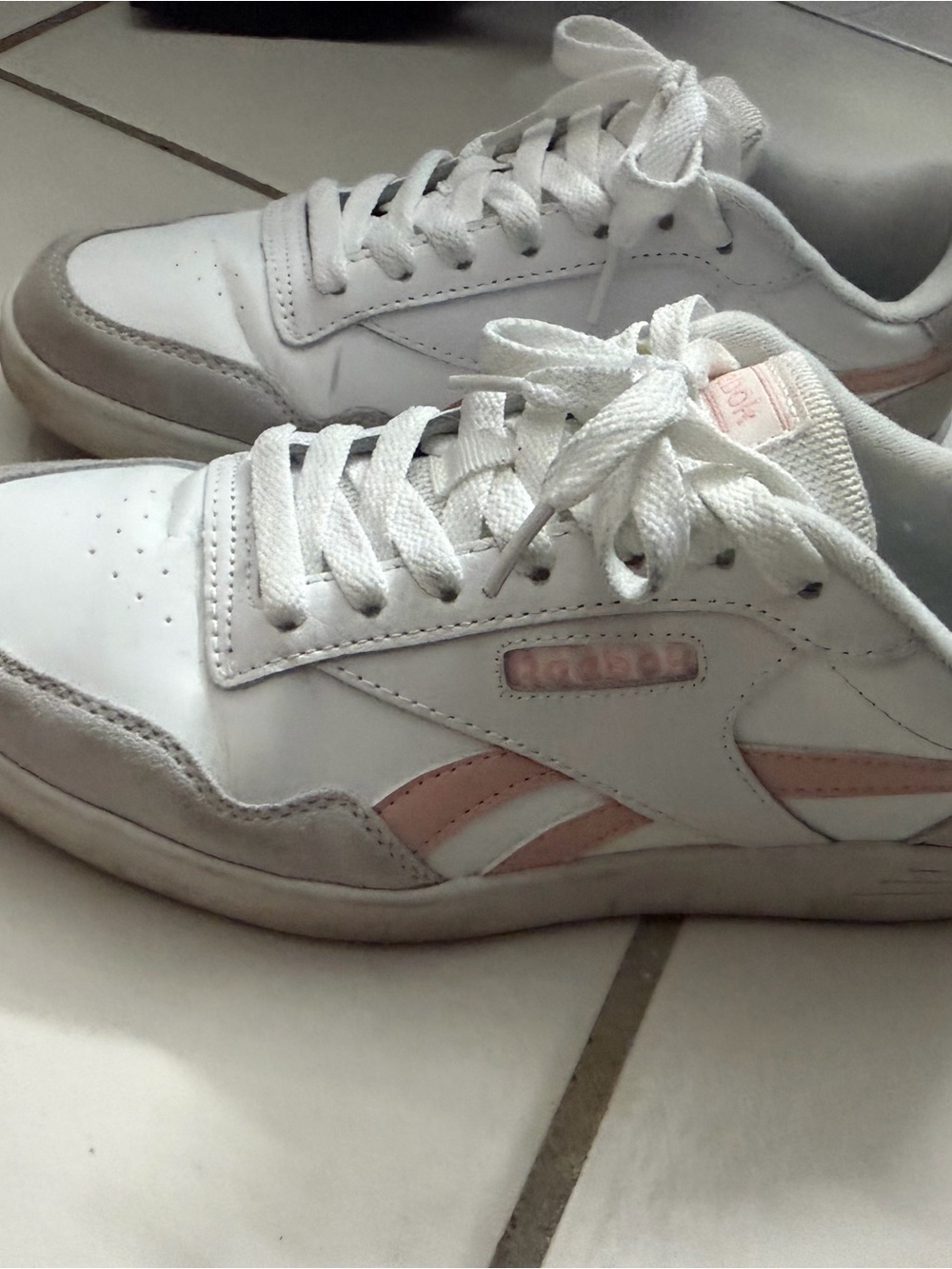 Reebok White Sneakers with Blush Pink Accents